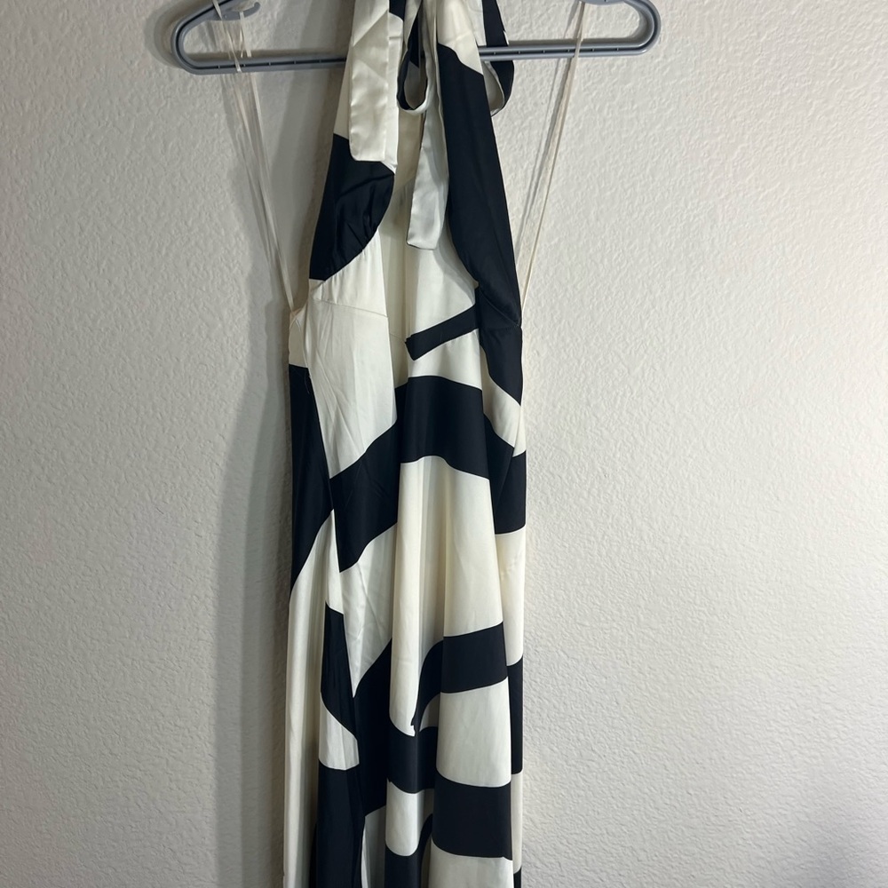 Anthropologie women’s Bardot Citron abstract colorblock print Halter Midi Dress - Picture 5 of 12